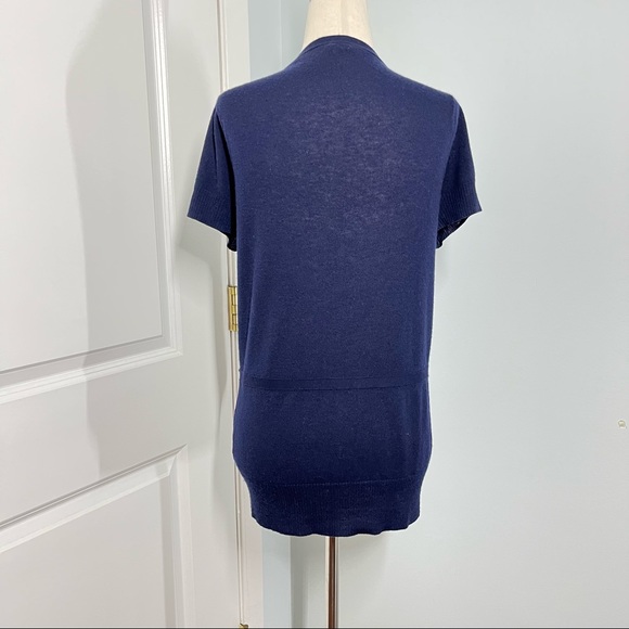 J Crew 100% cashmere navy short sleeves cardigan sweater size M - Picture 9 of 11